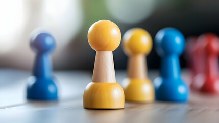 Colorful game pieces stand out in a vibrant composition, inviting players to engage in strategic board games. A focus on fun, teamwork, and friendly competition among friends.