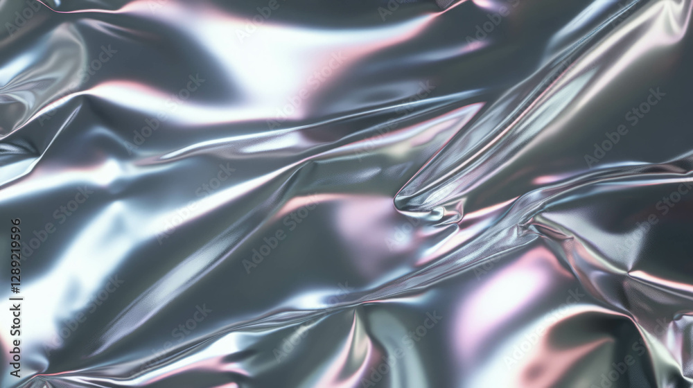 Aufkleber shiny wrinkled silver foil texture with artistic folds for design backgrounds