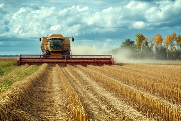 Obraz premium Efficient Hemp Gatherer: Modern Mechanization in Agriculture for Sustainable Harvesting and Economic Growth