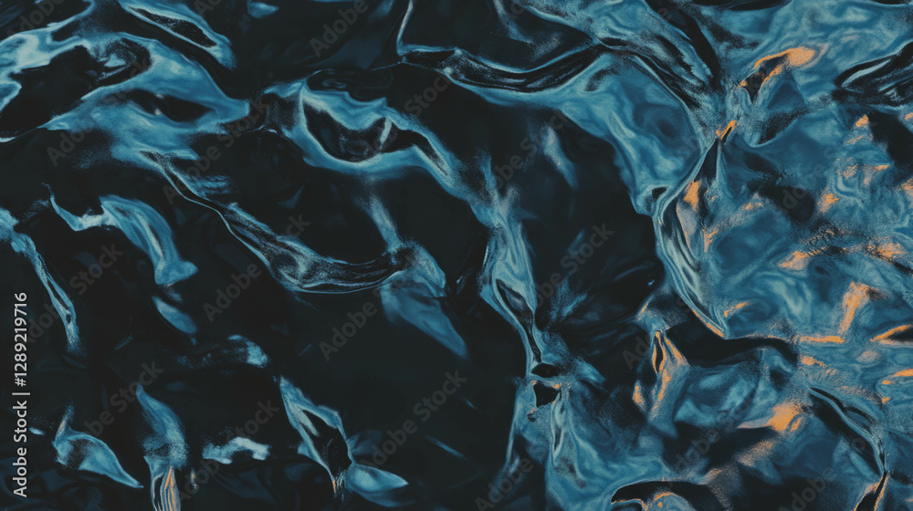 Aufkleber dark reflected patterns on rumpled steel foil texture for abstract design