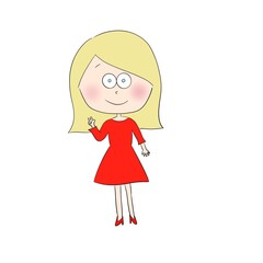 girl red dress illustration 