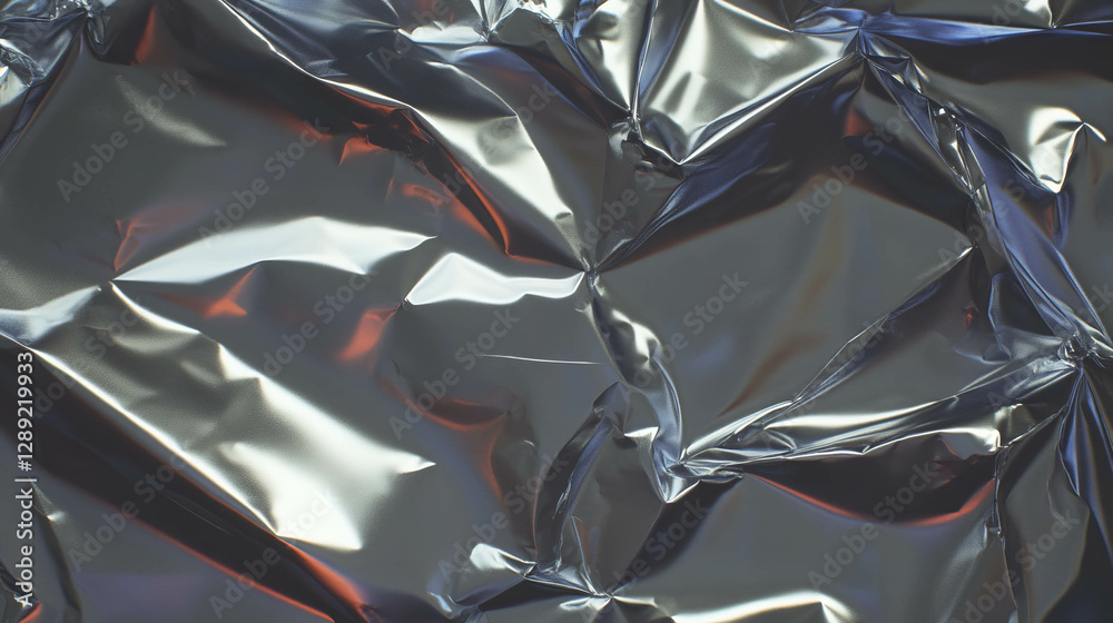 Aufkleber Abstract texture of rumpled tin foil with sharp folds for creative design projects