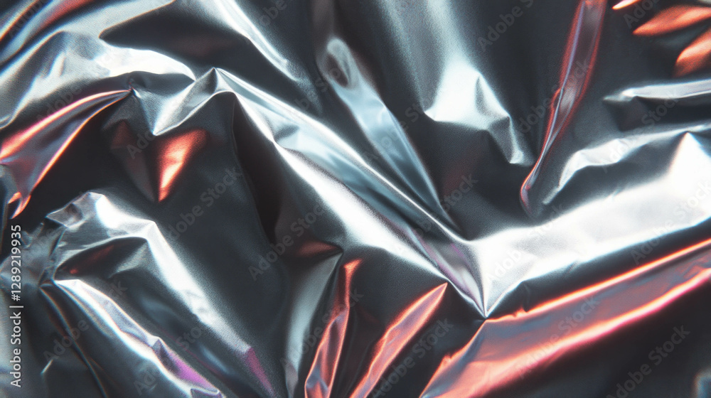 Aufkleber Shiny metallic rumbled tin foil texture with sharp folds for craft design