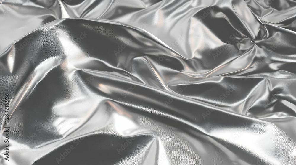 Aufkleber Shiny rumpled metallic surface with reflective titanium texture for modern design