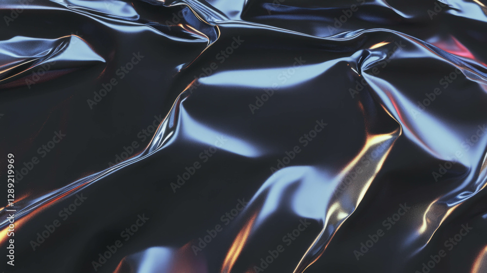 Aufkleber Reflective metallic surface with rumpled titanium foil texture for design projects