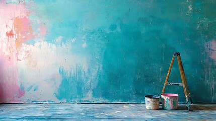 Painting the room Painting the room, empty apartment ready for renovation, with copy space interior