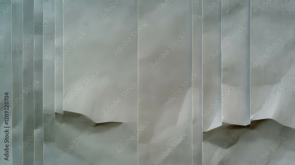 Poster abstract composition of shallow curved ribbed grey paper texture for design background