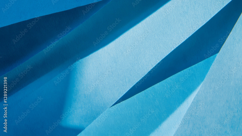 Leinwandbilder abstract blue paper texture with sharp angular ribbed design for creative backgrounds