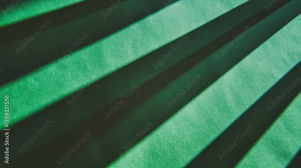Poster angles and shadows: sharp ribbed green paper texture for creative design