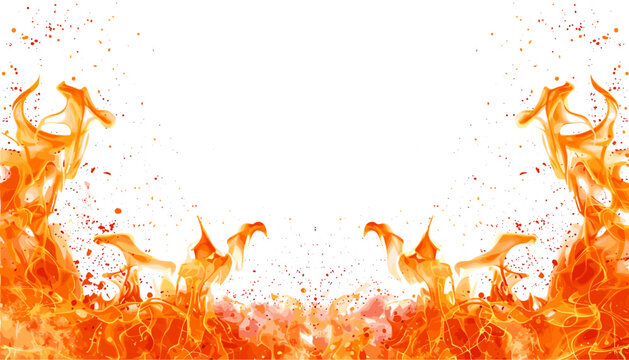 Fire flame frame, vector burning border, hot blazing outline, orange inferno edge, ember sparks frame, glowing heat wave, fiery glow border, red flame sparks, warm fire effect