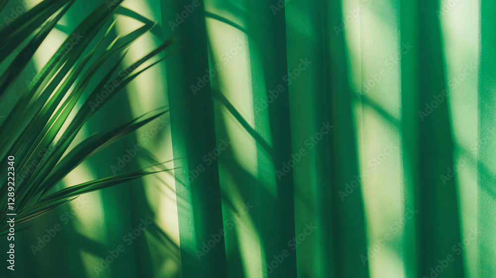 Poster abstract green texture with shadows and vertical ribbed design