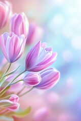 Fototapeta premium Beautiful background template made of Spring flowers.