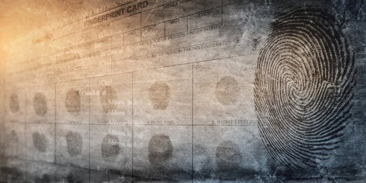Investigation and fingerprint police form.  Background on the theme of crime, police, fbi, detective, investigation.