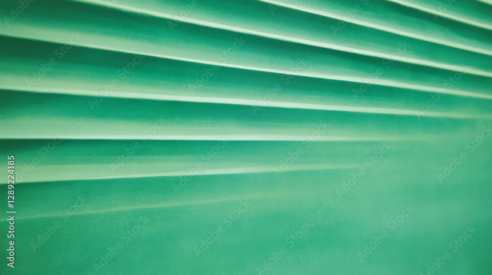 Poster Abstract textured green surface with horizontal ribbed pattern for design and background use