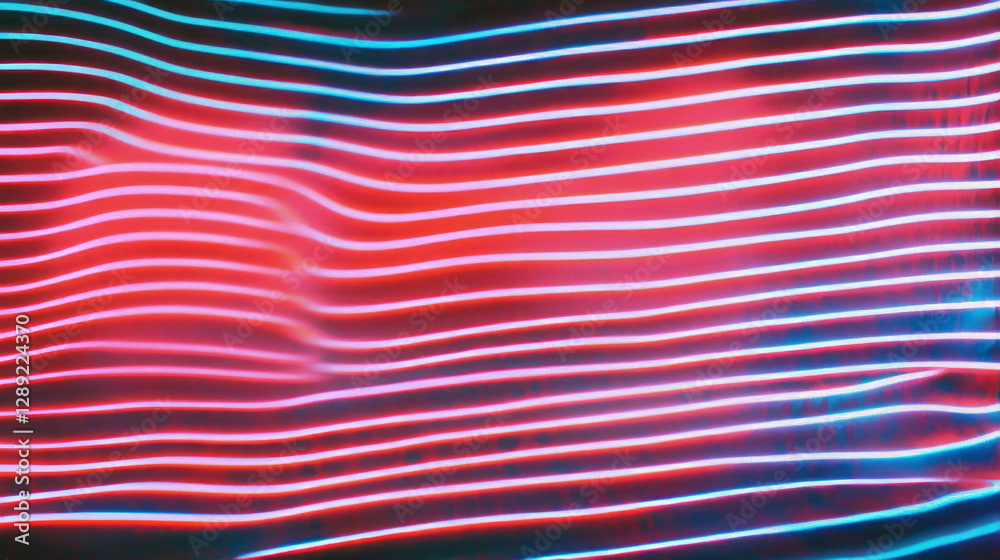 Poster vivid neon ribbed surface with horizontal lines for modern design