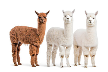 Obraz premium An adorable alpaca posing, isolated on white background
