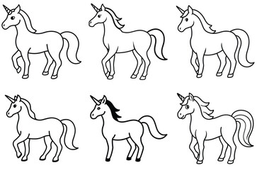 Naklejka premium cute baby unicorn coloring page, unicorn line art coloring book