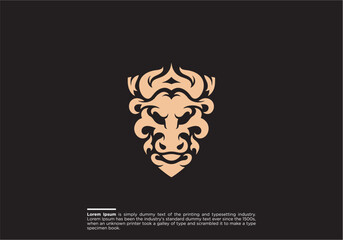 Bison Buffalo bull silhouette logo silhouette stock illustration, Abstracted bull head logo