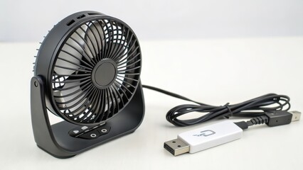 USB-Powered Mini Fan on White Background