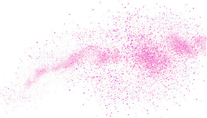 Pink glitter flying, isolated texture on white, festive decor, sparkling particles, holiday background, abstract shimmer, shiny texture, celebration elements
