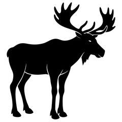 Obraz premium Moose Silhouette Icon Crisp Black Vector on White Background.