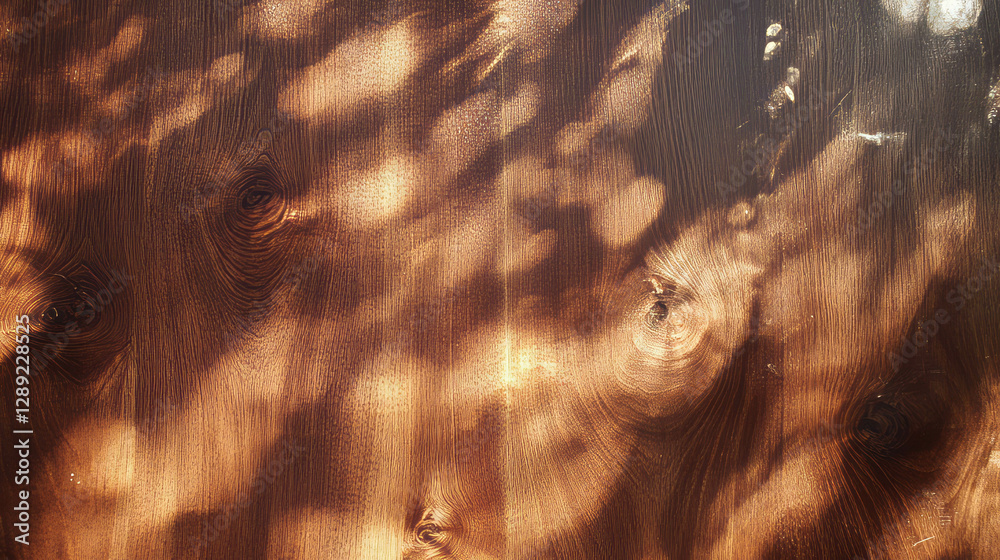 Poster Natural teak wood texture with unique patterns and light play