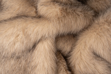 Texture of faux fur as a background, top view.