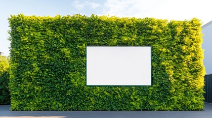 Lush green wall with blank canvas, inviting creativity and inspi