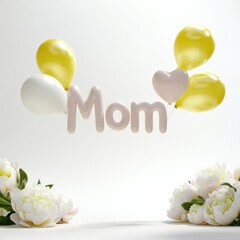 Cheerful composition featuring balloons and floral elements cele