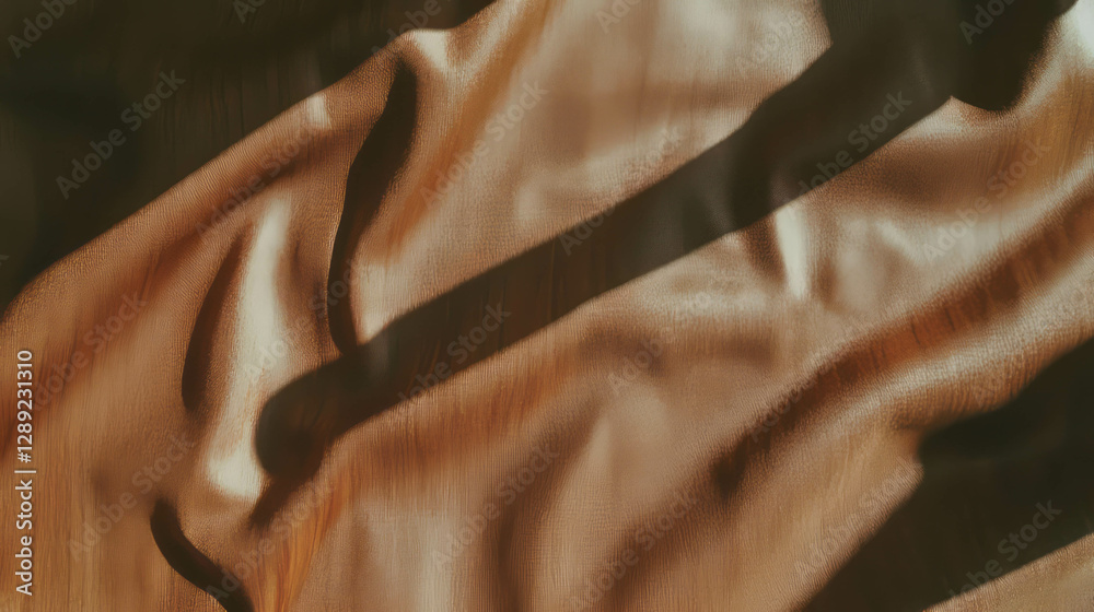 Poster Natural walnut texture with soft fabric overlay for elegant design