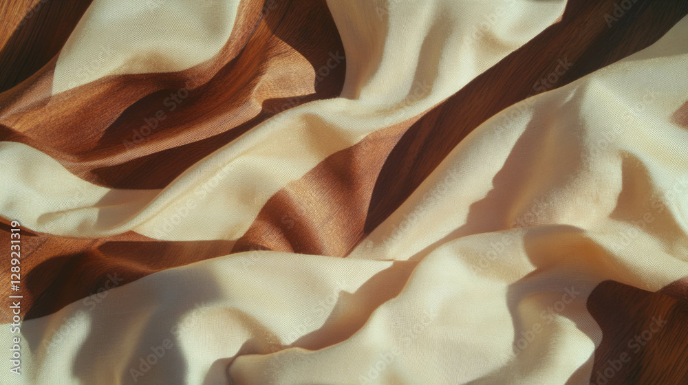 Poster artful combination of walnut texture and soft fabric for interior design concepts