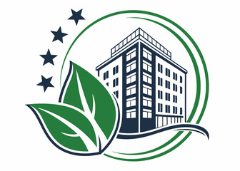 Obraz premium Modern Engineering and Construction Logo with Leaf Motif.