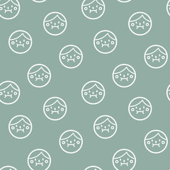 Fototapeta premium seamless minimal smile line art repeat pattern in green background, flat vector illustration graphic design