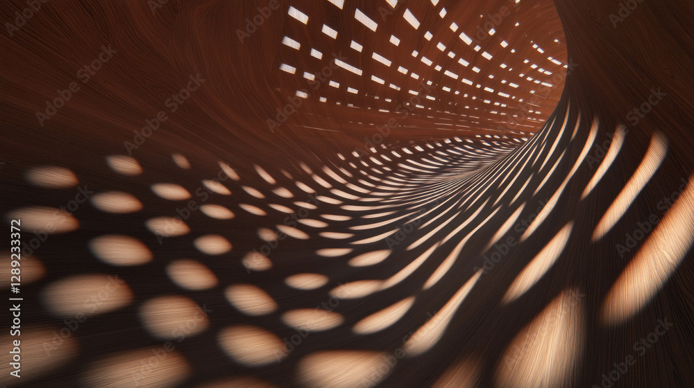 Poster Walnut wood texture with open grain and patterned shadow play