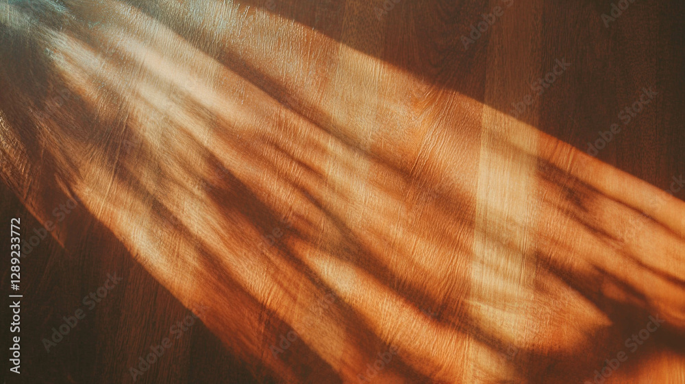 Poster Warm walnut texture with sunlit shadow patterns for background design