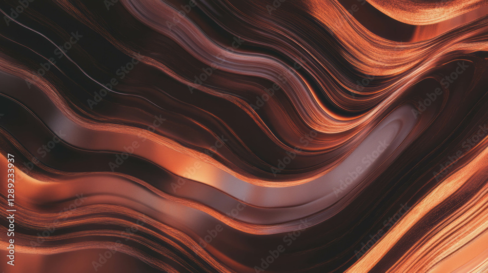 Poster Wavy walnut grain texture with warm tones for creative design and background use
