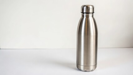Obraz premium Stainless Steel Water Bottle on White Background