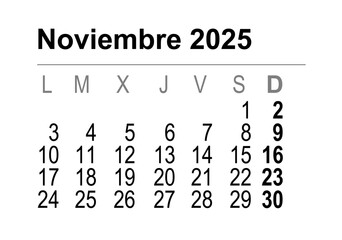 calendario noviembre 2025