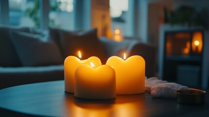 Tranquil Candlelight Setting in a Cozy Living Room Atmosphere