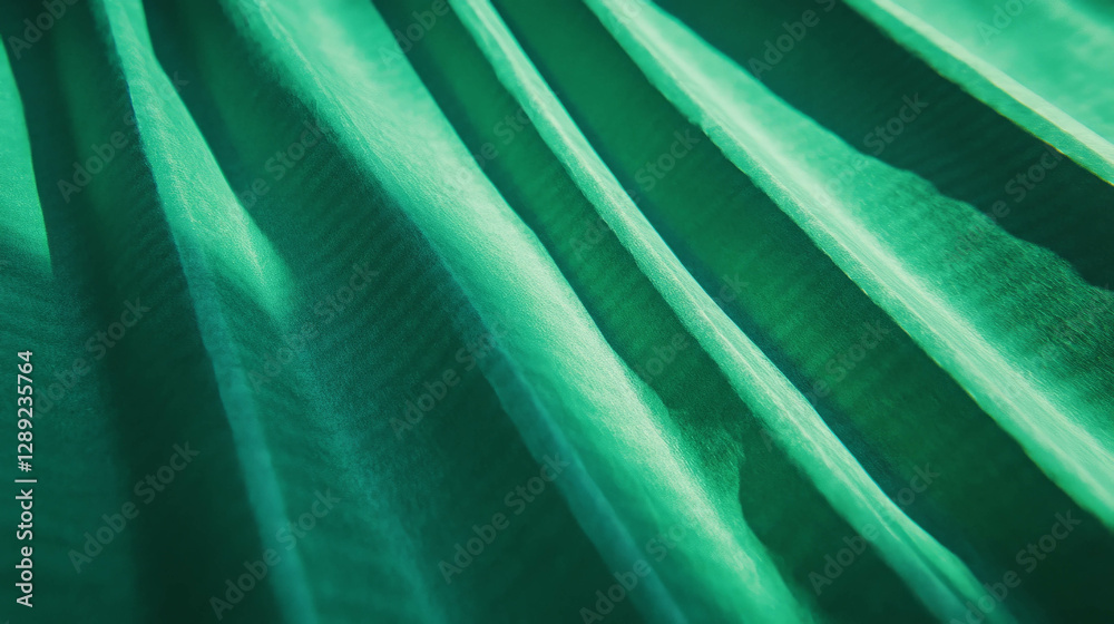 Poster Abstract texture of green ribbed paper with subtle shadows and light effects