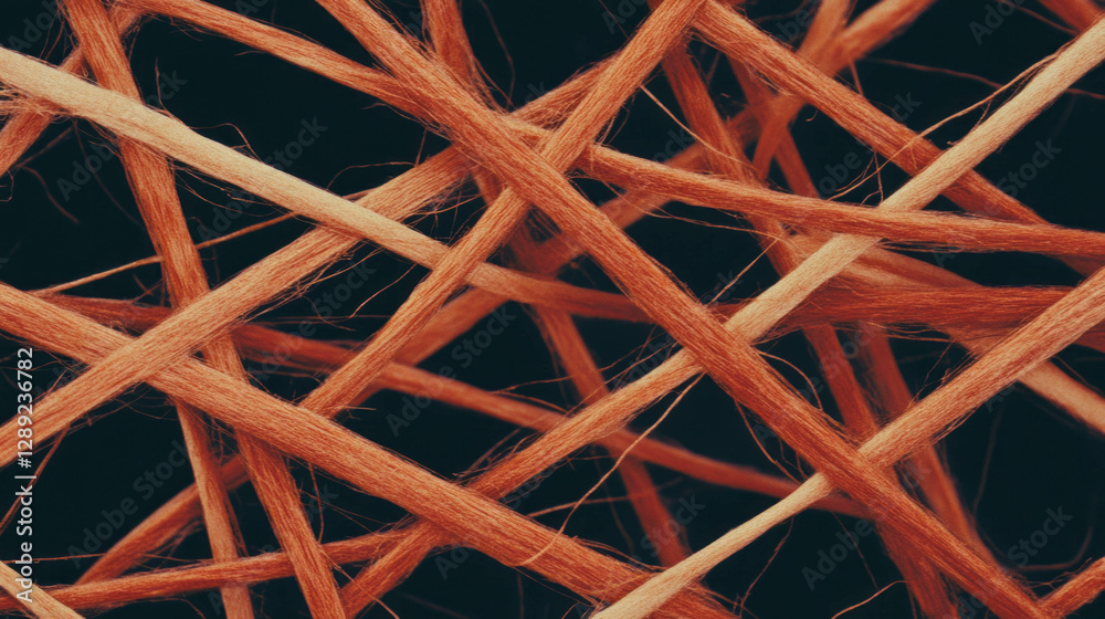 Poster intricate wooden texture with interwoven broken strings for artistic design