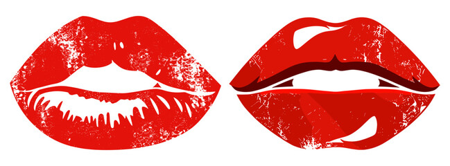 Red lips kiss mark vector, imprint stamp isolated on transparent background, love imprint, kiss symbol, clear background, romantic print, red lips, isolated kiss