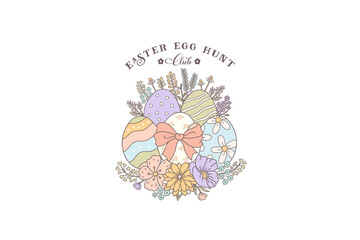 Easter Egg hunt club, Vintage Floral Easter Sublimation T Shirt Design