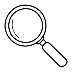 Magnifying glass vector illustration. Hand-drawn doodle style icon. Search tool symbol. Black outline isolated on white background.