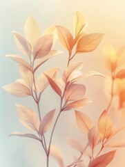 Soft Pastel Leaves: Delicate plant branches in calming peach and beige tones, perfect for nature-themed designs and decor.