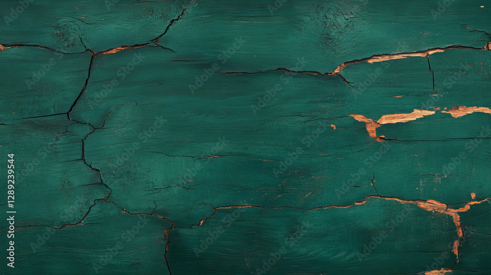 Aufkleber rustic wooden texture with dark green moss and cracks for background or design