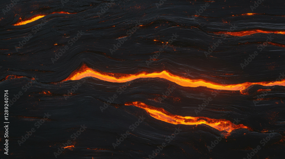 Poster vibrant wood texture with glowing orange sap flowing for nature and design projects