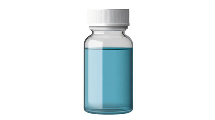 Glass medical bottle with liquid isolated on white background 