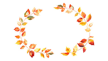 Autumnal round leaves frame, vector isolated, fall foliage wreath, seasonal botanical border, decorative autumn circle, nature design element, colorful leaf frame