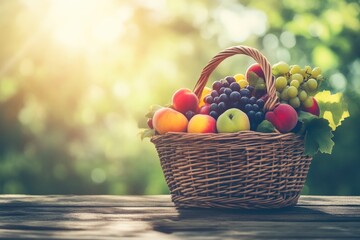 Vibrant Fruits Arranged in a Wicker Basket